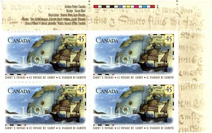 Canada Stamp PB#1649 - Cabot's ship, Matthew, with map and globe in background (1997) 45¢ - Image 2