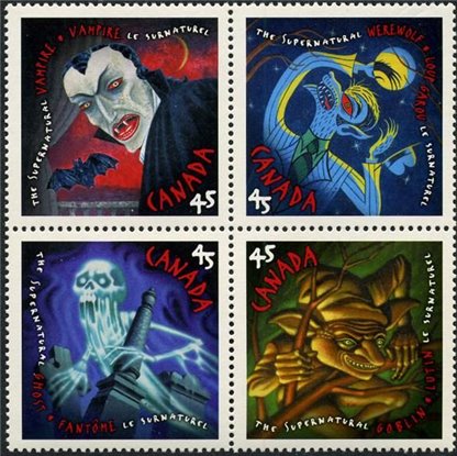 Canada Stamp plate block#1668a - The Supernatural (1997) 4 x 45¢ - Image 2