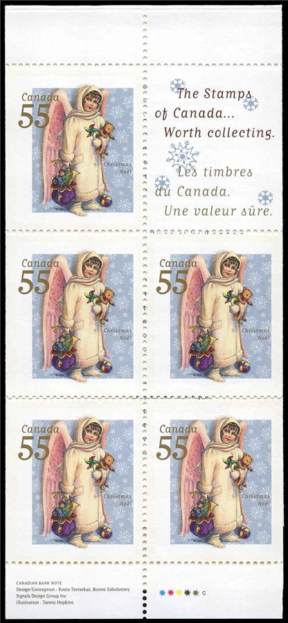 Canada Booklet #223 - Angel with toys (1999) 5 x 55¢ - Image 2