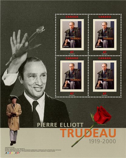 Canada Stamp #1909a - Portrait of Trudeau (2001) 4 x 47¢ - Image 2