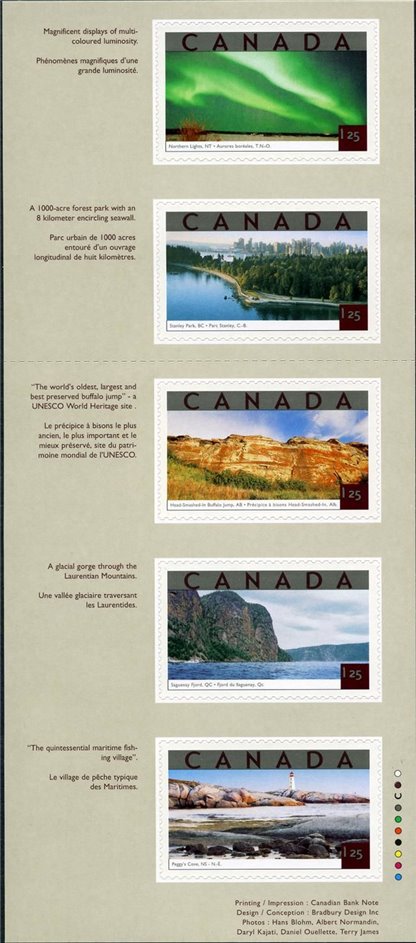 Canada Stamp #BK260 #1953 - Tourist Attractions (2002) 5 x $1.25 - Image 3