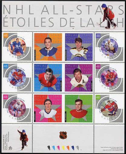 Canada Stamp #1971 - NHL All Stars-4 (2003) 6 x 48¢ - Image 2