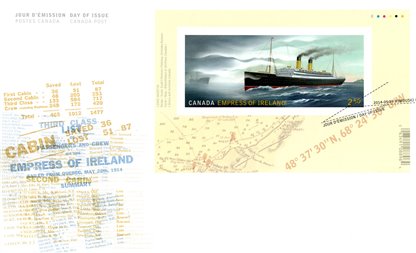 Canada FDC#2746 - RMS Empress of Ireland and SS Sorstad (2014) $2.50 - Image 2