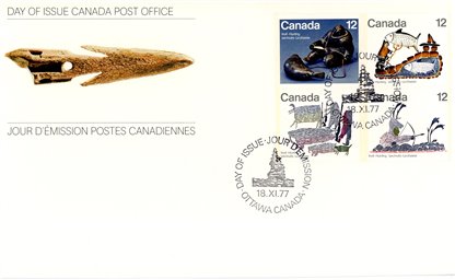 Canada FDC#749a, 751a - Inuit-Hunting (1977) 4 x 12¢