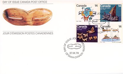 Canada Stamp #770a, 772a - Inuit-Travel (1978) 4 x 14¢