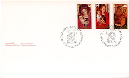 Canada FDC#773-5 - Christmas-Paintings (1978) 1 x 12¢, 1 x 14¢, 1 x 30¢