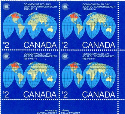 Canada Stamp PB#977 - Map of the Earth (1983) $2 - Image 2