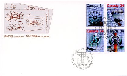 Canada OFDC #1102a - Canada Day - Science and Technology - 1 (1986) 4 x 34¢ - Image 2