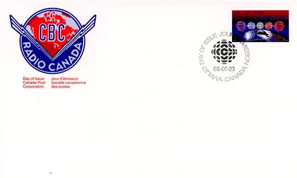 Canada OFDC #1103 - CBC logo over 5 regions of Canada (1986) 34¢ - Image 2