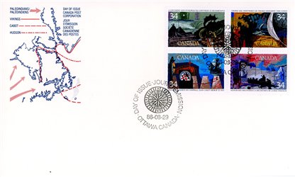 Canada OFDC #1107a - Exploration of Canada-1 (1986) 4 x 34¢ - Image 2