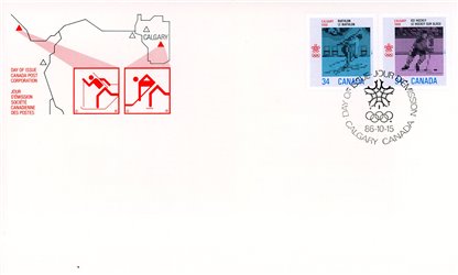 Canada OFDC #1111-2 - 1988 Olympic Winter Games (1986) 2 x 34¢ - Image 2