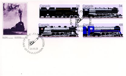 Canada OFDC #1119a  AND 1121a Canadian Locomotives (1986) - Image 2