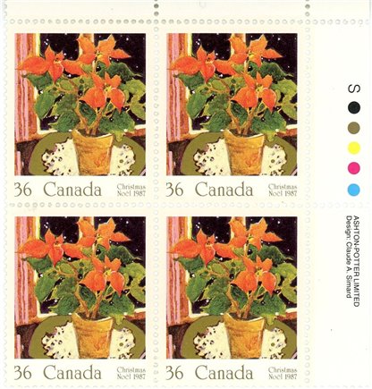 Canada Stamp PB#1148 - Poinsettia (1987) 36¢ - Image 2