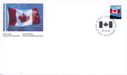 Canada OFDC#1169 - Flag over Mountains (1990) 40¢