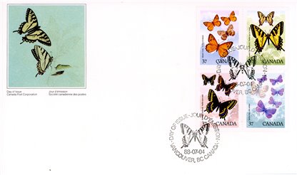 Canada OFDC - 1988 #1213A BUTTERFLIES