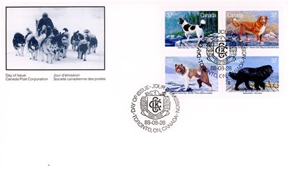 Canada OFDC #1220A - Dogs of Canada (1988) 4 x 37¢ - Image 2