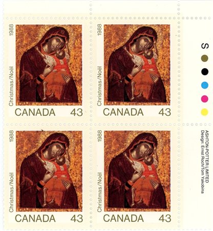 Canada Stamp PB#1223 - Madonna and Child (1988) 43¢ - Image 2