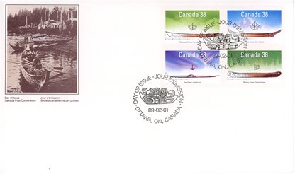 Canada OFDC #1232a - Small Craft-1 (1989) 4 x 38¢