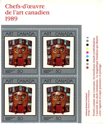 Canada Stamp PB#1241 - Ceremonial Frontlet (1989) 50¢ - Image 2