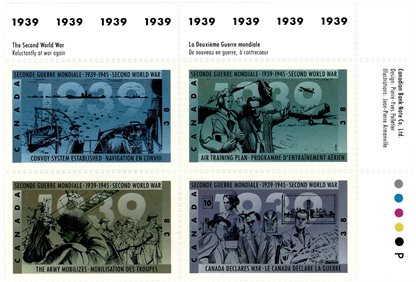 Canada Stamp PB#1263a - Second World War-1939 (1989) 4 x 38¢ - Image 2