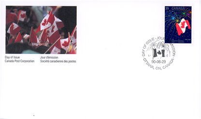 Canada OFDC #1278 - Canadian Flag with Fireworks (1990) 39¢