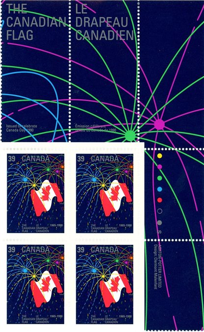 Canada Stamp PB#1278 - Canadian Flag with Fireworks (1990) 39¢ - Image 2