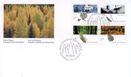 Canada OFDC #1286a - Majestic Forests of Canada (1990) 4 x 39¢