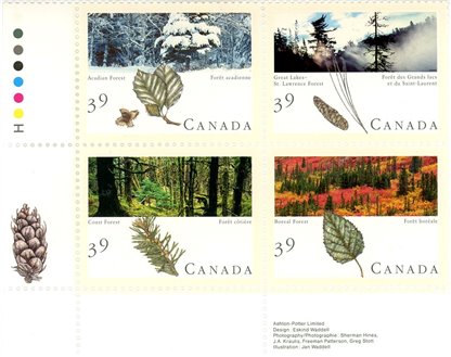 Canada Stamp PB#1286a - Majestic Forests of Canada (1990) 4 x 39¢ - Image 2