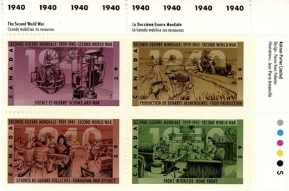 Canada Stamp PB#1301a - Second World War-1940 (1990) 4 x 39¢ - Image 2