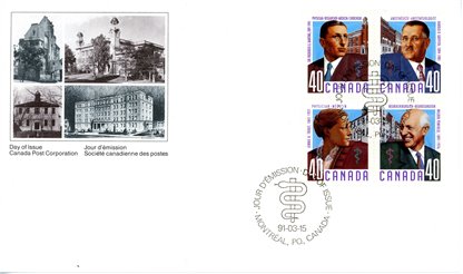 Canada OFDC #1305a - Canadian Doctors (1991) 4 x 40¢