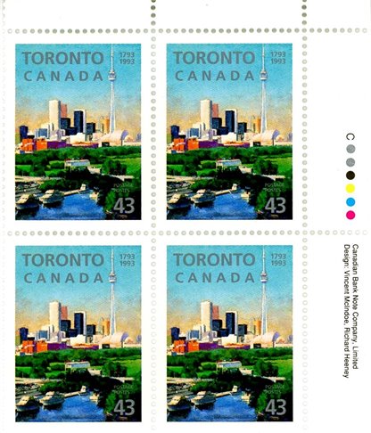 Canada Stamp PB#1484 - Founding of Toronto (1993) 43¢ - Image 2