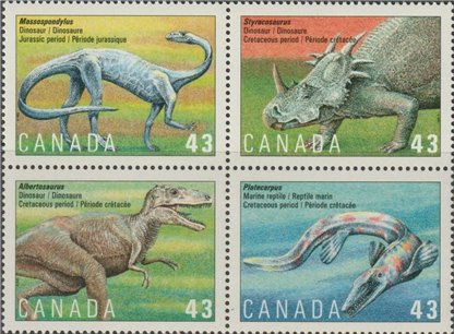 Canada Stamp #1498a - Prehistoric life in Canada-3 (1993) 4 x 43¢ - Image 2