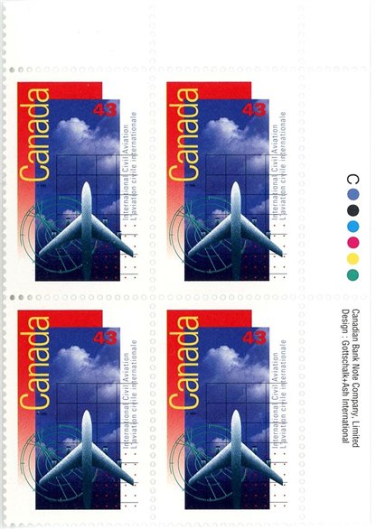 Canada Stamp PB#1528 - Multi-engine Jet Aircraft (1994) 43¢ - Image 2