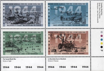 Canada PB#1540ai (HF) - Second World War-1944 (1994) 4 x 43¢ PLATE BLOCK - Image 2