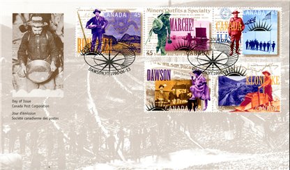 Canada OFDC#1606 - Yukon Gold Rush (1996) 5 x 45¢