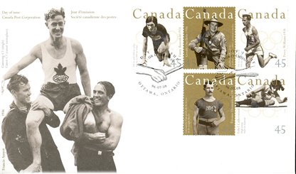 Canada OFDC#1612a - Canadian Olympic Gold Medallists (1996) 5 x 45¢