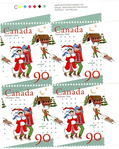 Canada Stamp #1629 - Children skating (1996) 90¢ - Image 2