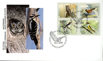 Canada FDC#1713a - Birds of Canada - 3 (1998) 4 x 45¢ Se-tenant block or strip of 4 different (1710-1713)