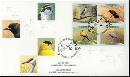 Canada FDC#1773a - Birds of Canada-4a (1999) 4 x 46¢