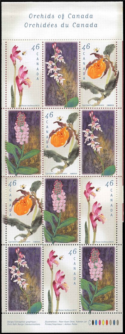 Canada Stamp Booklet - #BK219 Canadian Orchids (1999) 12 x 46¢ - Image 2