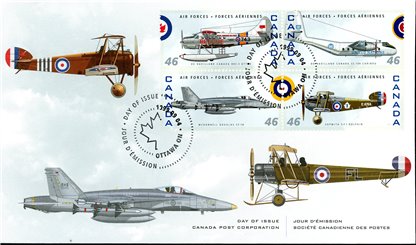 Canada OFDC#1808 - Canadian Air Forces 1924-1999 (1999) 16 x 46¢ (SET OF 4)