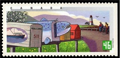 Canada Stamp #1849 - Ship, fish, house designs (2000) 46¢ - Image 2