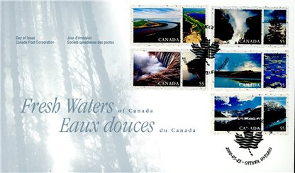 Canada OFDC#1854 - Fresh Waters of Canada (2000) 5 x 55¢ - Image 2