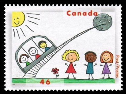 Canada Stamp#1860 (2000) - Three People about to Travel from Earth to a Distant Planet via Monorail - Image 2