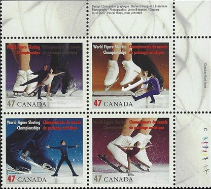 Canada PB#1899a - World Figure Skating Championships (2001) 4 x 47¢