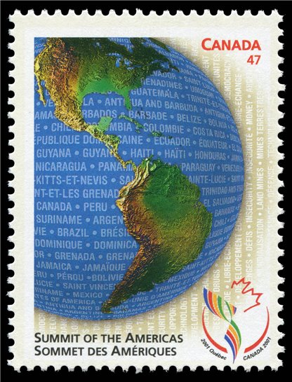 Canada Stamp #1902 - The western hemisphere as if alone on the globe (2001) 47¢ - Image 2