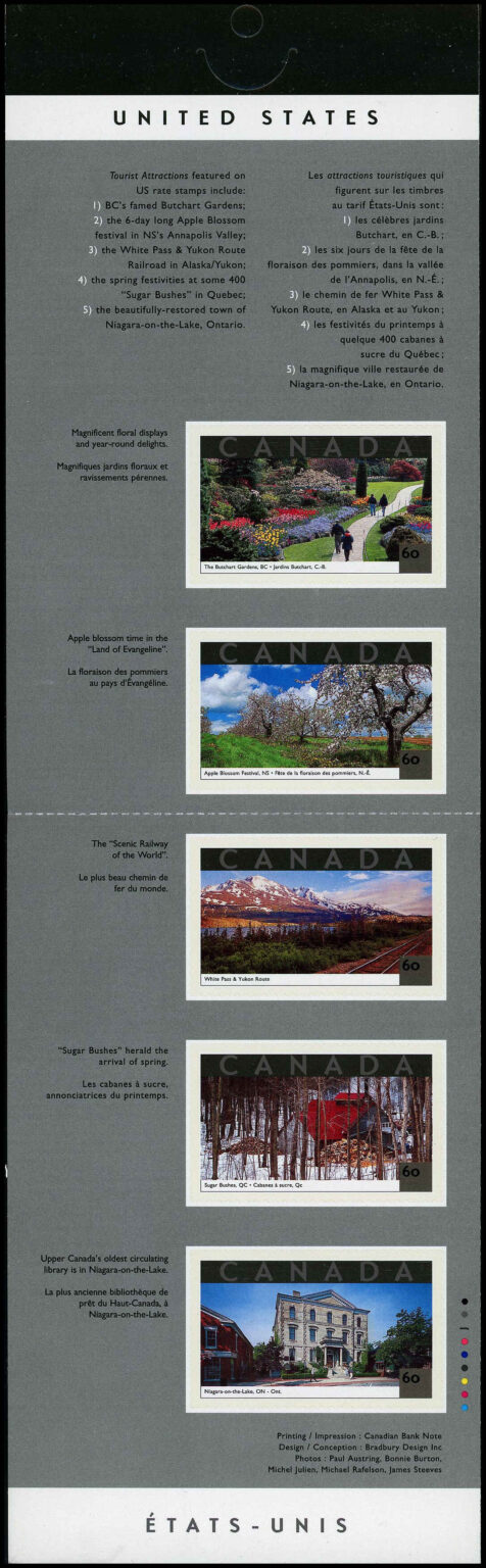 Canada Stamp Booklet - #BK243 Tourist Attractions (2001) 5 x 60¢ - Image 2