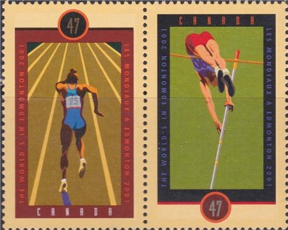 Canada Stamp #1908a - IAAF World Championships (2001) 2 x 47¢ - Image 2