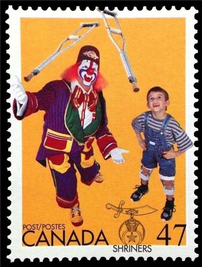 Canada Stamp SHEET#1917 - Clown juggling crutches and boy with braces (2001) 47¢ - Image 2