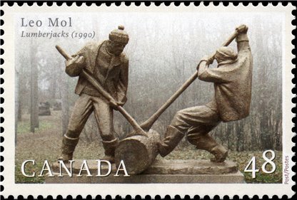 Canada Stamp #1955 - (2002) 2 x 48¢ Leo Mol, Lumberjacks, 1990